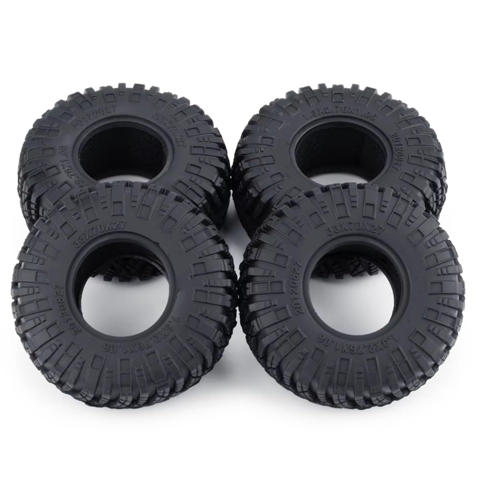 Neumático RC para Axial para SCX24 1/24 para TRX-4M 1/18 4 Ruedas De Goma para Terreno Pantanoso 33 X 70 X 27 Mm Piezas De Mejora para Coche RC Crawler(A)