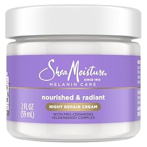 SheaMoisture Melanin Care Night Repair Cream Nourished & Radiant for Strengthening Skin’s Moisture Barrier, with Pro-Ceramides +Elderberry Complex, 2 oz