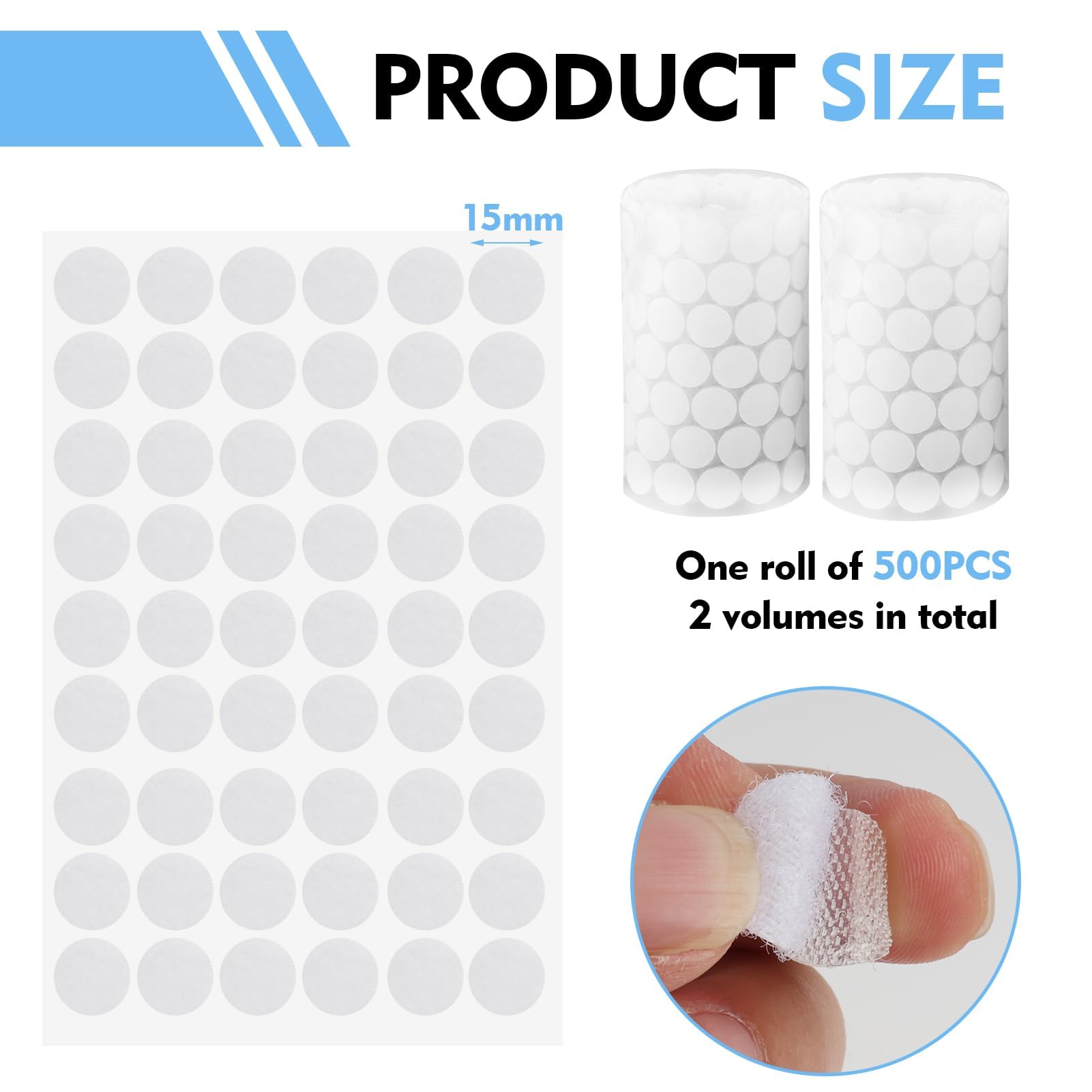 Pastilles Scratch Autocollantes Rondes 15 mm Blanc 1000 Pièces Double Face pour Bricolage