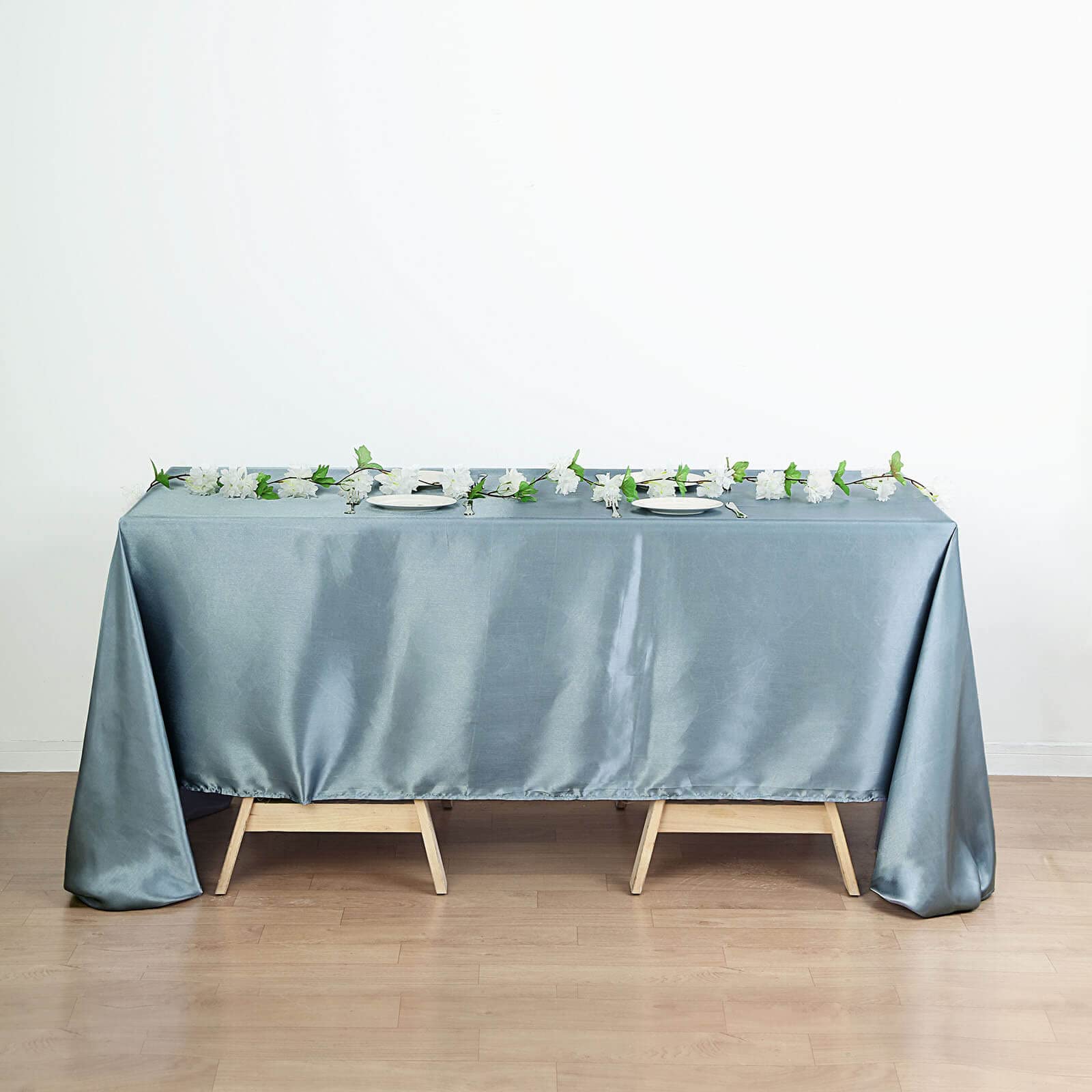 Tableclothsfactory 60x126 Rectangle Dusty Blue Wholesale Satin Tablecloth Banquet Linen Wedding Party Restaurant Tablecloth