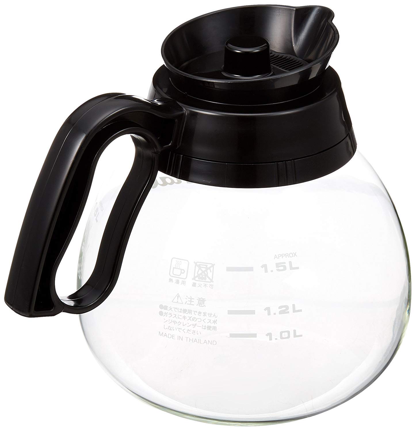 Kalita #32003 Coffee Decanter, Heat Resistant Glass, 0.5 gal (1.8 L), Black