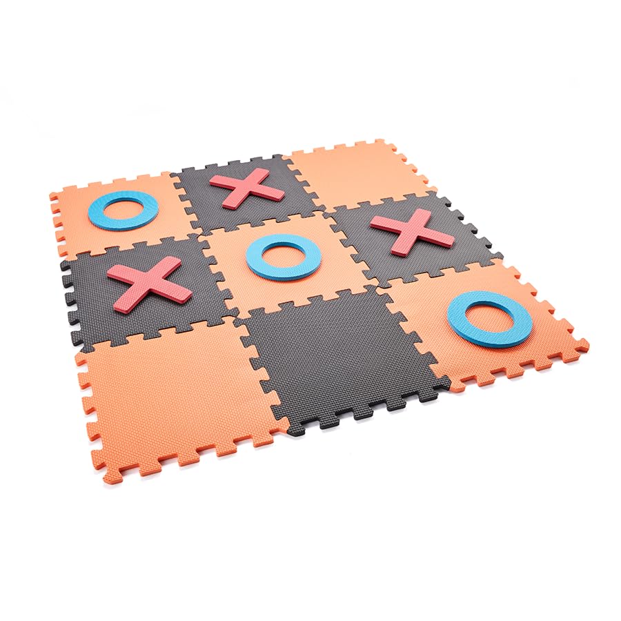 Jumbo Foam Noughts & Crosses Game Set – Kids Interlocking Tic Tac Toe Play Mat 19 Pieces 90x90cm – Large Foam Floor Game with Oversized X & O Pieces for Indoor & Outdoor Play