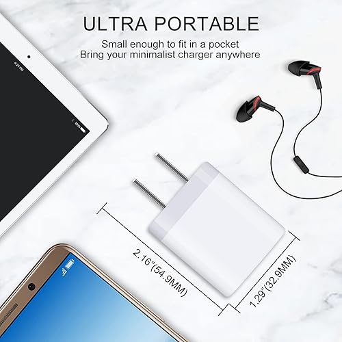 Miniatura 5 de Cargador de pared USB, bloque de carga para iPhone, paquete de 5 unidades, adaptador de corriente USB dual de 2.1 A, cargador para Android, cubo