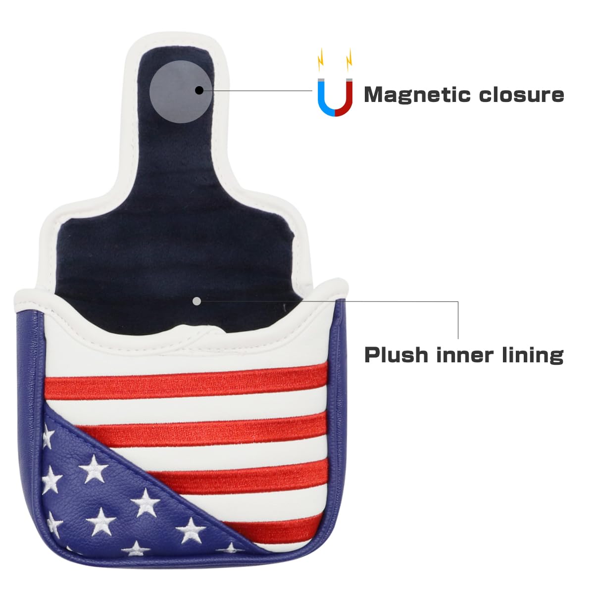 Funda para putter de golf de Estados Unidos con cierre magnético, fundas de cuero para palos de golf para la mayoría de marcas