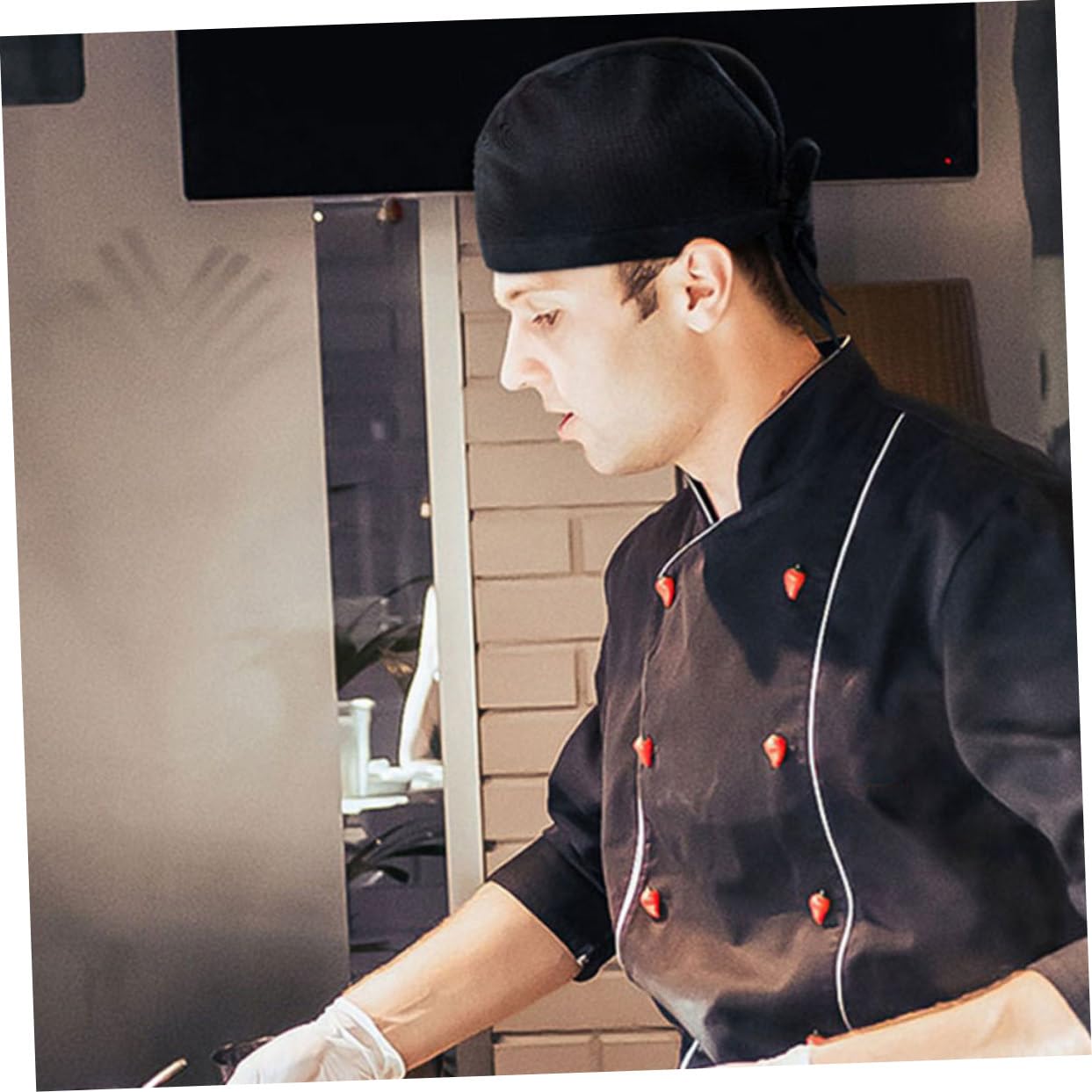 Healeved Cappello da Cuoco Unisex in Cotone Nero 9 Pezzi per Ristorante