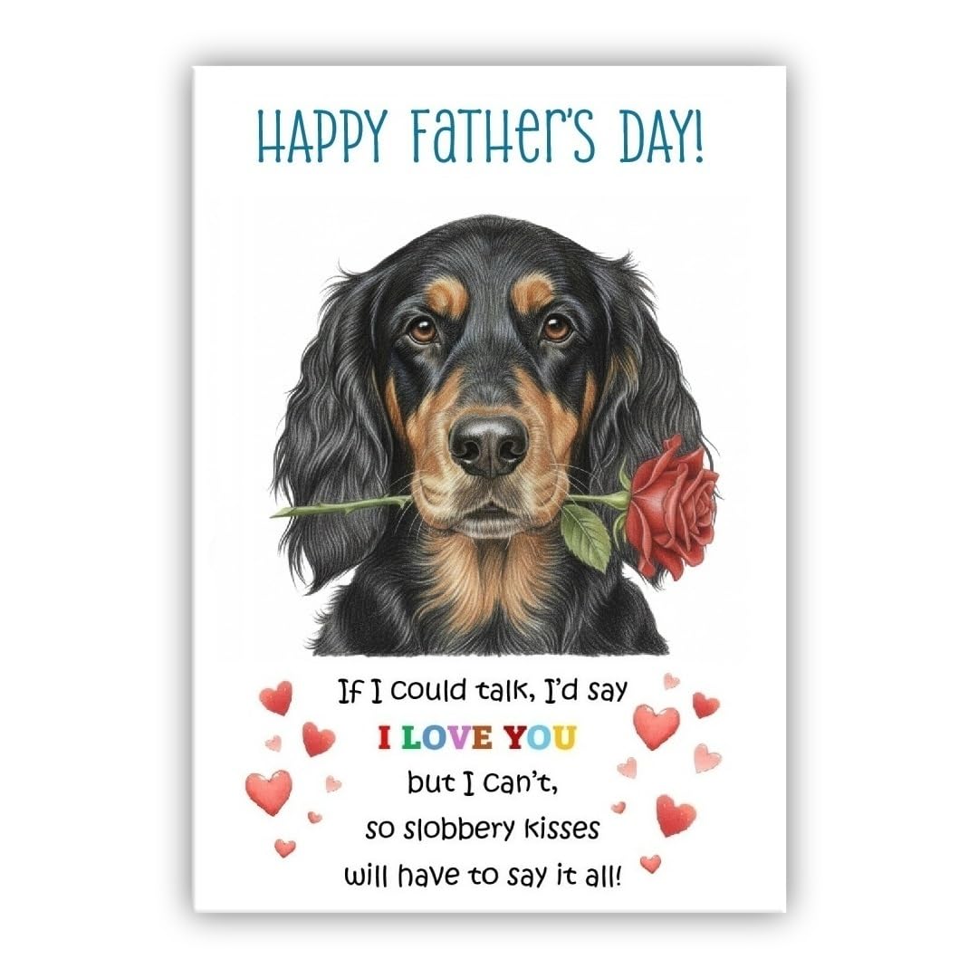 Father’s Day Card From the Dog. Adorable Fathers Day Pet Card. Many Breeds Available. (• Gordon Setter)