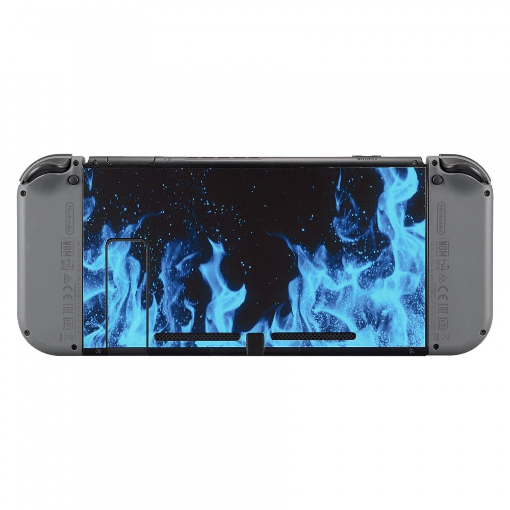 eXtremeRate Full Set Faceplate Skin Decal Stickers for Nintendo Switch with 2Pcs Screen Protector (Console & joy con & Dock & Grip) - Blue Flame — view 9