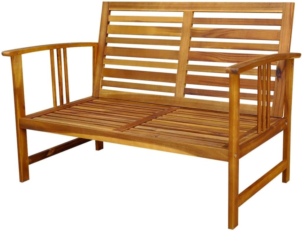 vidaXL Patio Furniture Set 4 Piece, Garden Sofa Set with Cushions, Outdoor Sectional Sofa Conversation Set with Coffee Table, Solid Wood Acacia