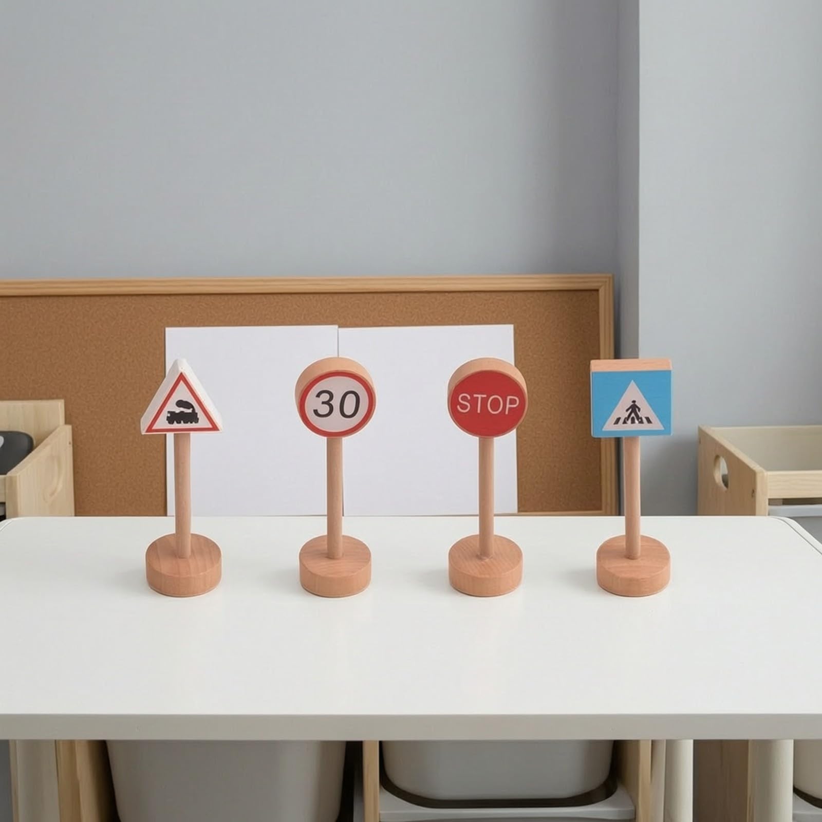le Educativo con Base e Colorato Modello di del Traffico in Legno Facile da Capire per Bambini