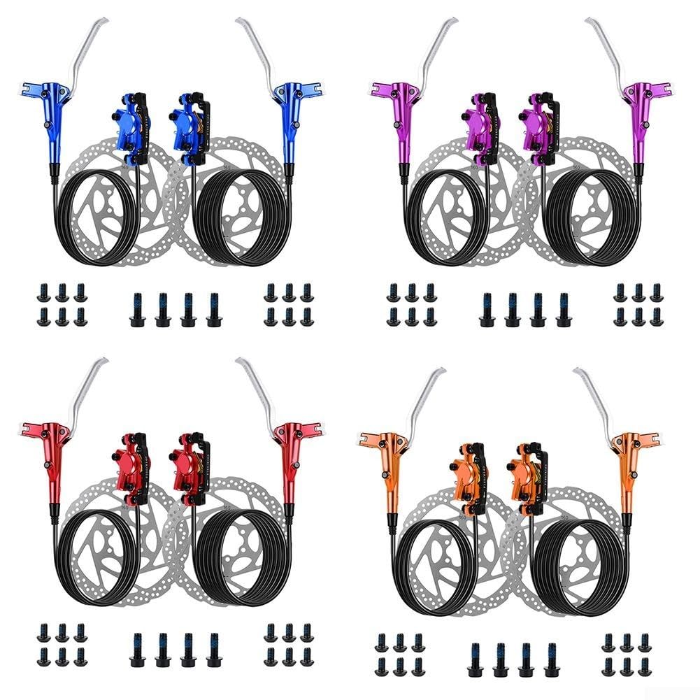 Premium 2-Kolben Hydraulisches Bremsen-Set mit 800 mm Vorder- und 1400 mm Hinterschlauch für MTB Adventures (lila)