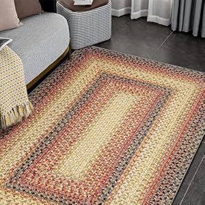 Braided Print Area Rug Washable Rug 4x6 Boho Rug Aesthetic Carpet Modern Geometric Rug Bohemian Floor Cover Distressed Throw Rugs for Living Room Bedroom Nursery Kitchen, Red Braided Print Area Rug Washable Rug 4×6 Boho Rug Aesthetic Carpet Modern Geometric Rug Bohemian Floor Cover Distressed Throw Rugs for Living Room Bedroom Nursery Kitchen Red