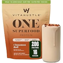 VitaHustle ONE Vegan Protein Powder, Cinnamon Roll, 15 Servings