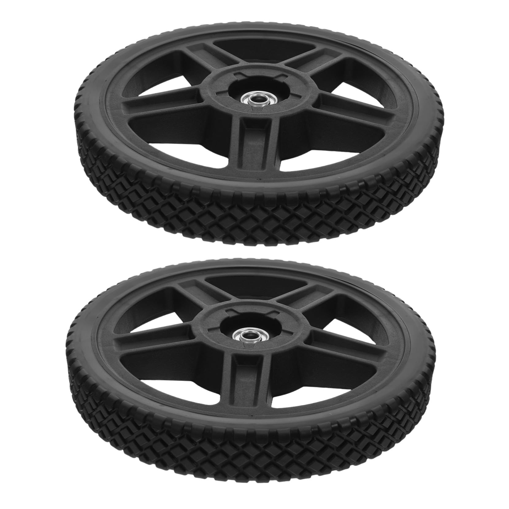 HANABASS 2 Pezzi Ruote per Tosaerba con PP Resistente e Corrosione Ruote in Plastica Antiforatura per Carrelli da e Rasaerba Trazione Posteriore da Robuste e