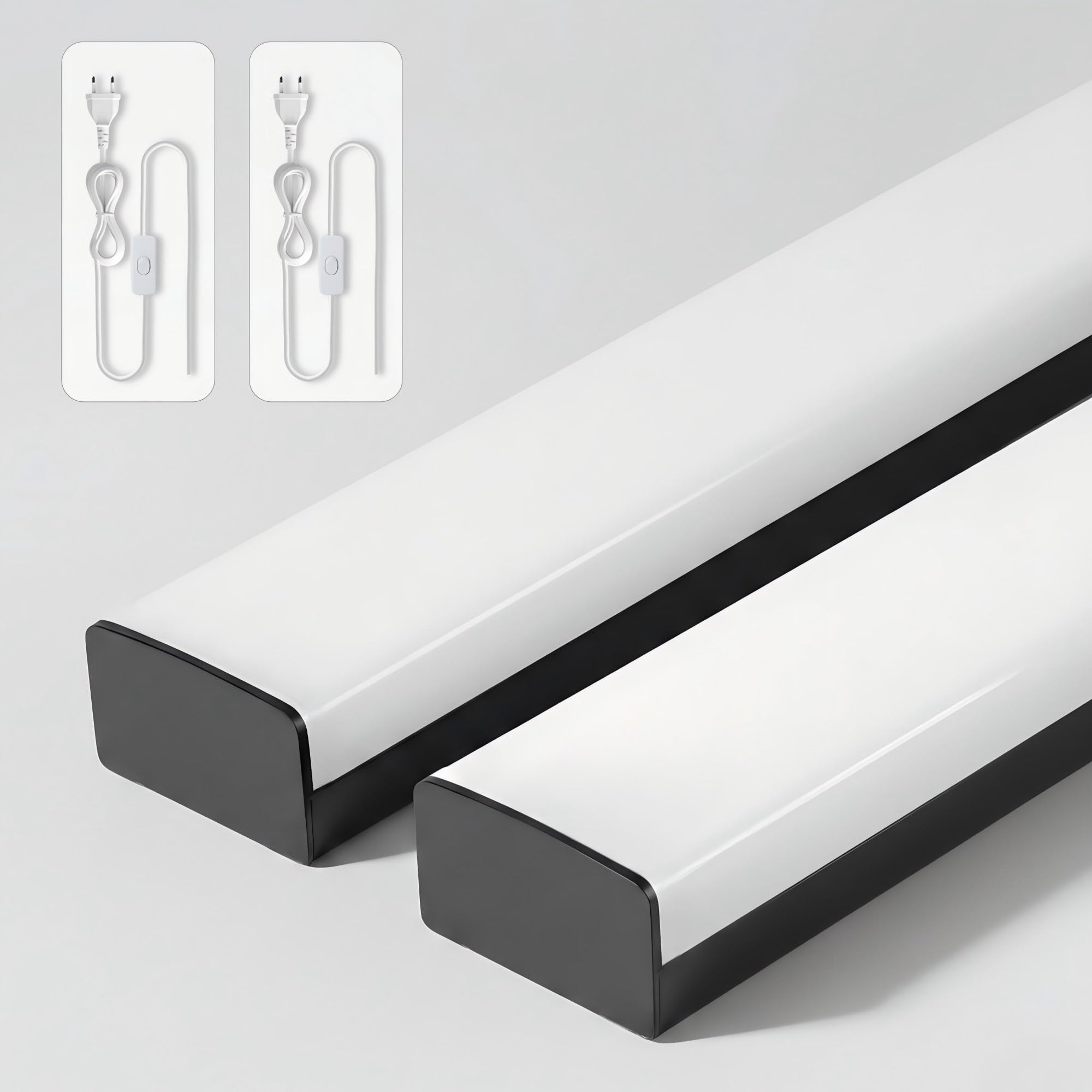 BrightFly LED Lichtleiste Schwarz 120 cm 2er Pack mit EU-Stecker, 3 Farbtemperaturen 3000K/4000K/6500K, 3610 lm, Moderne Deckenleuchte für Küche, Garage, Keller und Werkstatt