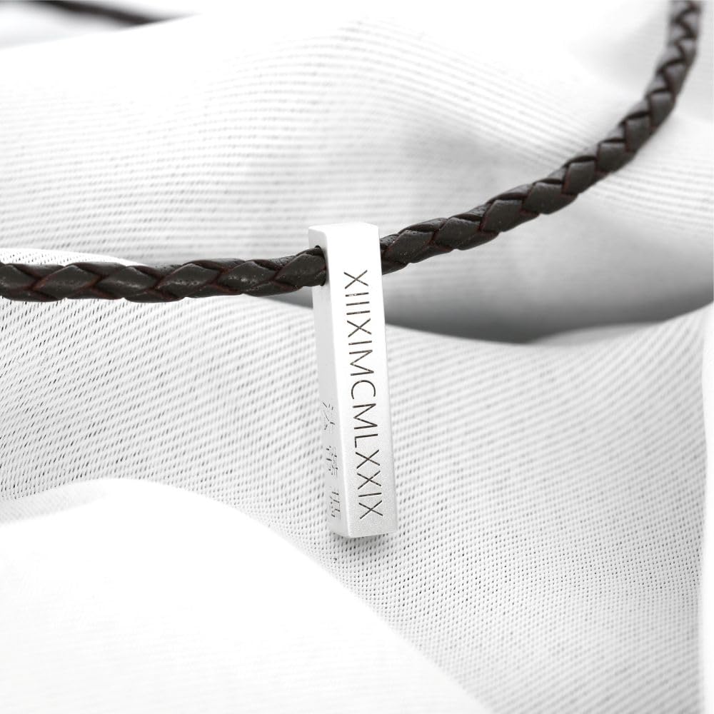 Herren Lederkette Gravur 925 Silber Schmuck Männerschmuck Kette Koordinaten Geschenk Mann * Männerkette personalisiert Namenskette Halskette Silberbarren | HANDMADE IN GERMANY