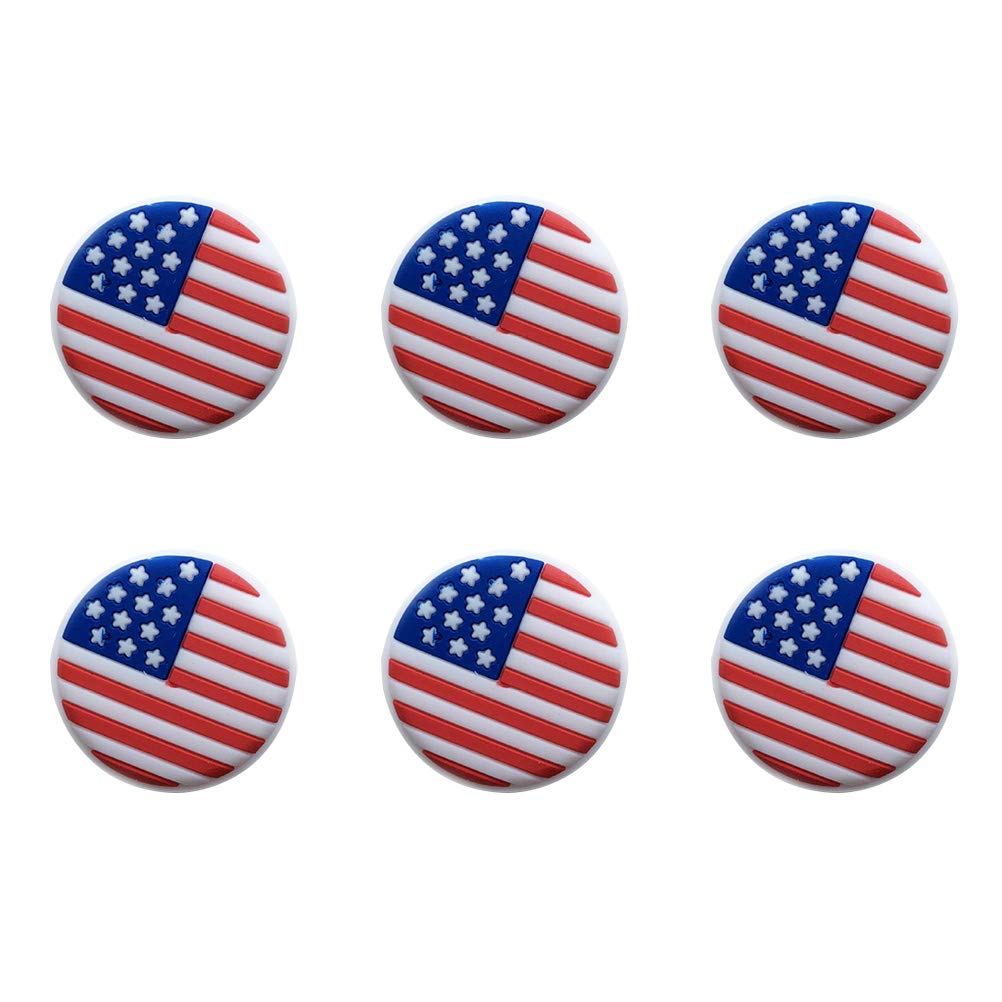 Raquetas de tenis de silicona con vibración Amosfun con bandera estadounidense, juego de 6 8