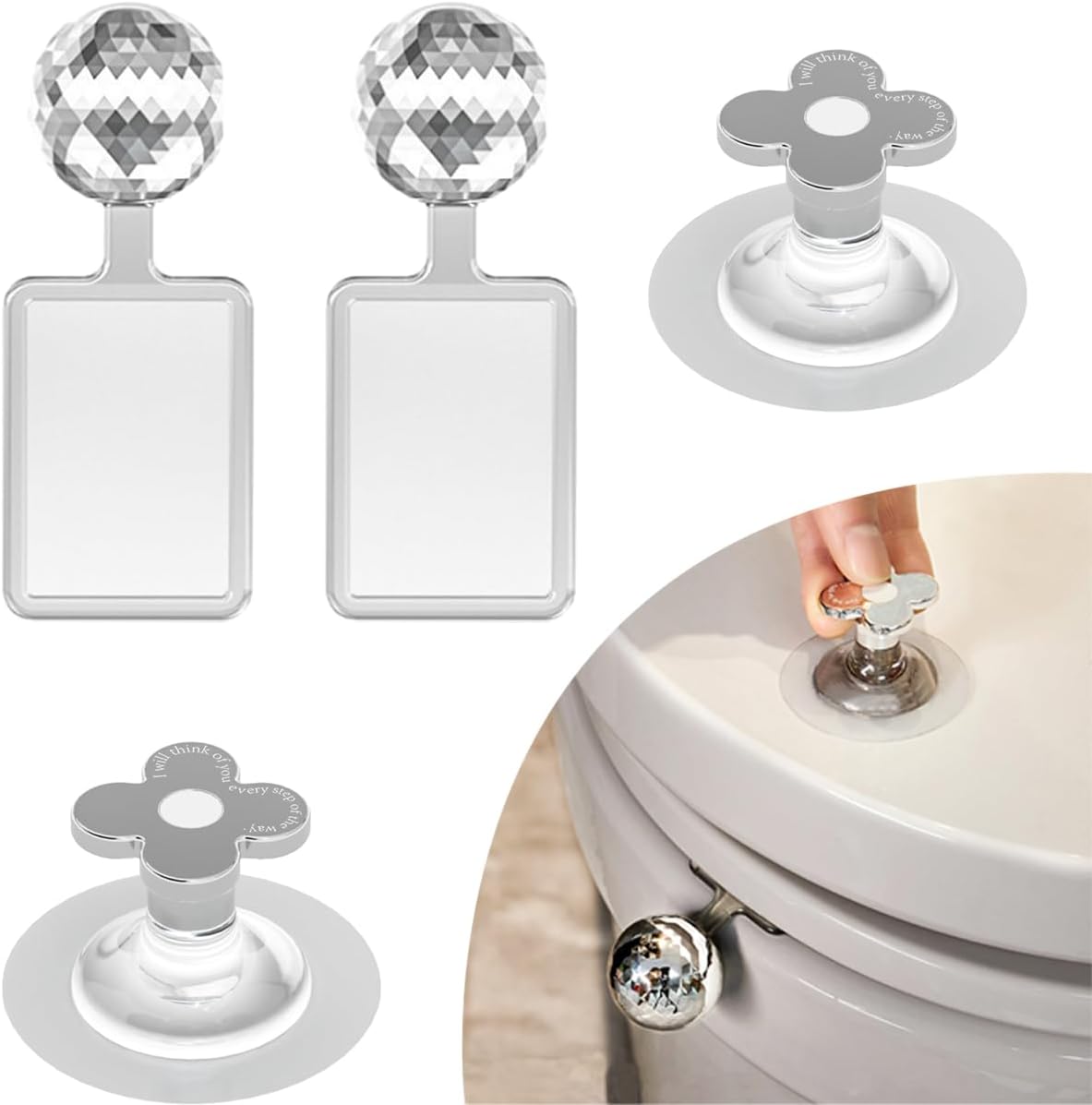 2 Sets Toilet Push Button Aid Toilet Lid Cover Lifter Handle Flower ...