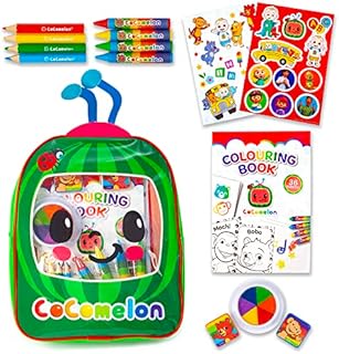 CoComelon Arts and Crafts Backpack - Childrens Backpacks Backpack - Kids Activity Packs Colouring Book - Travel Activity Packs for Kids