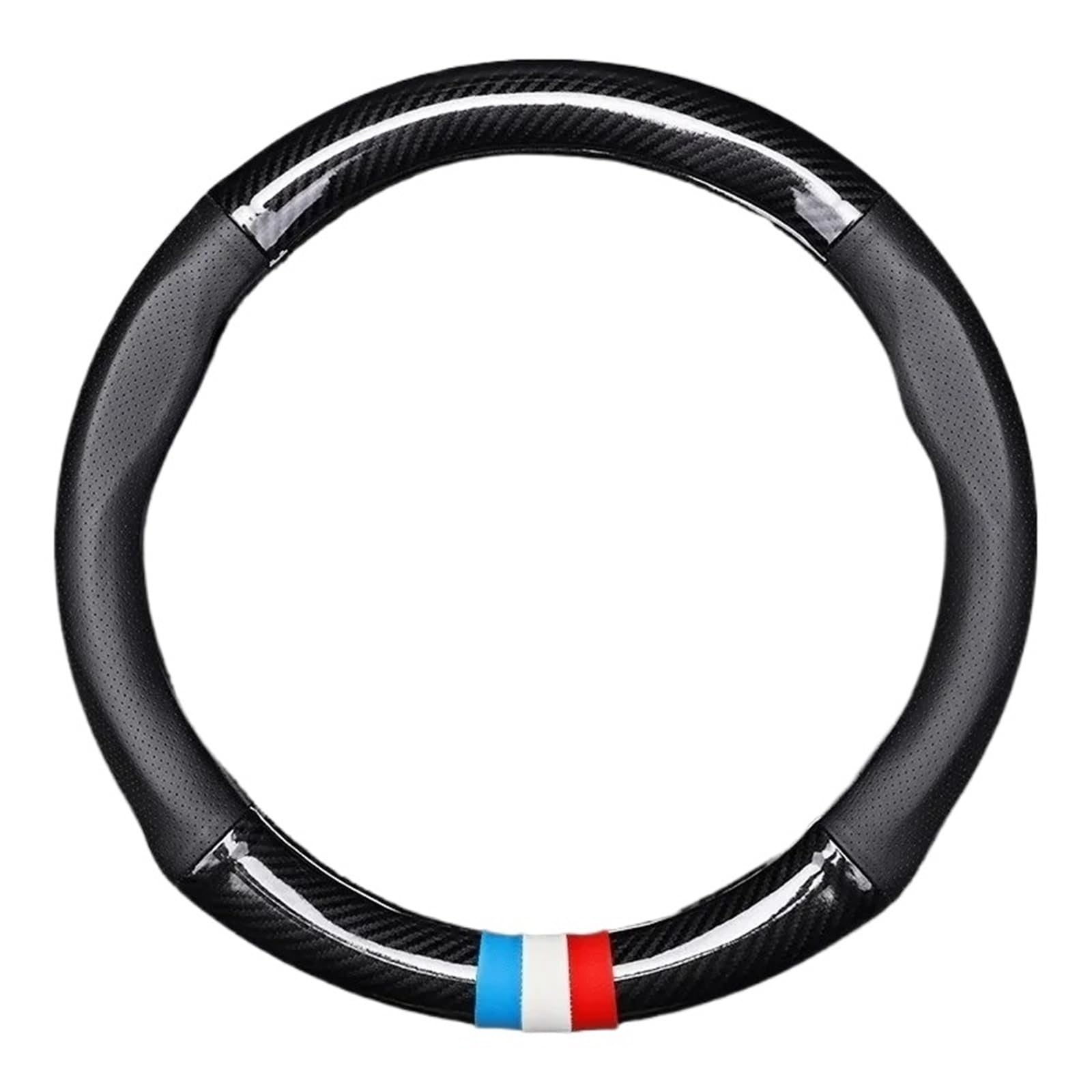 Cubierta Volante Coche Funda Volante Coche Fibra Carbono Fina Transpirable Antideslizante Absorbente Sudor Universal Cuero Modificación Manillar(O Three-Color Mark Black)