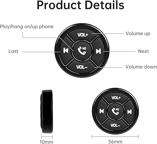 Miniatura 2 de Control remoto universal del volante del coche inalámbrico botón impermeable soporte Bluetooth adecuado para Android iPhone Wince conectado a