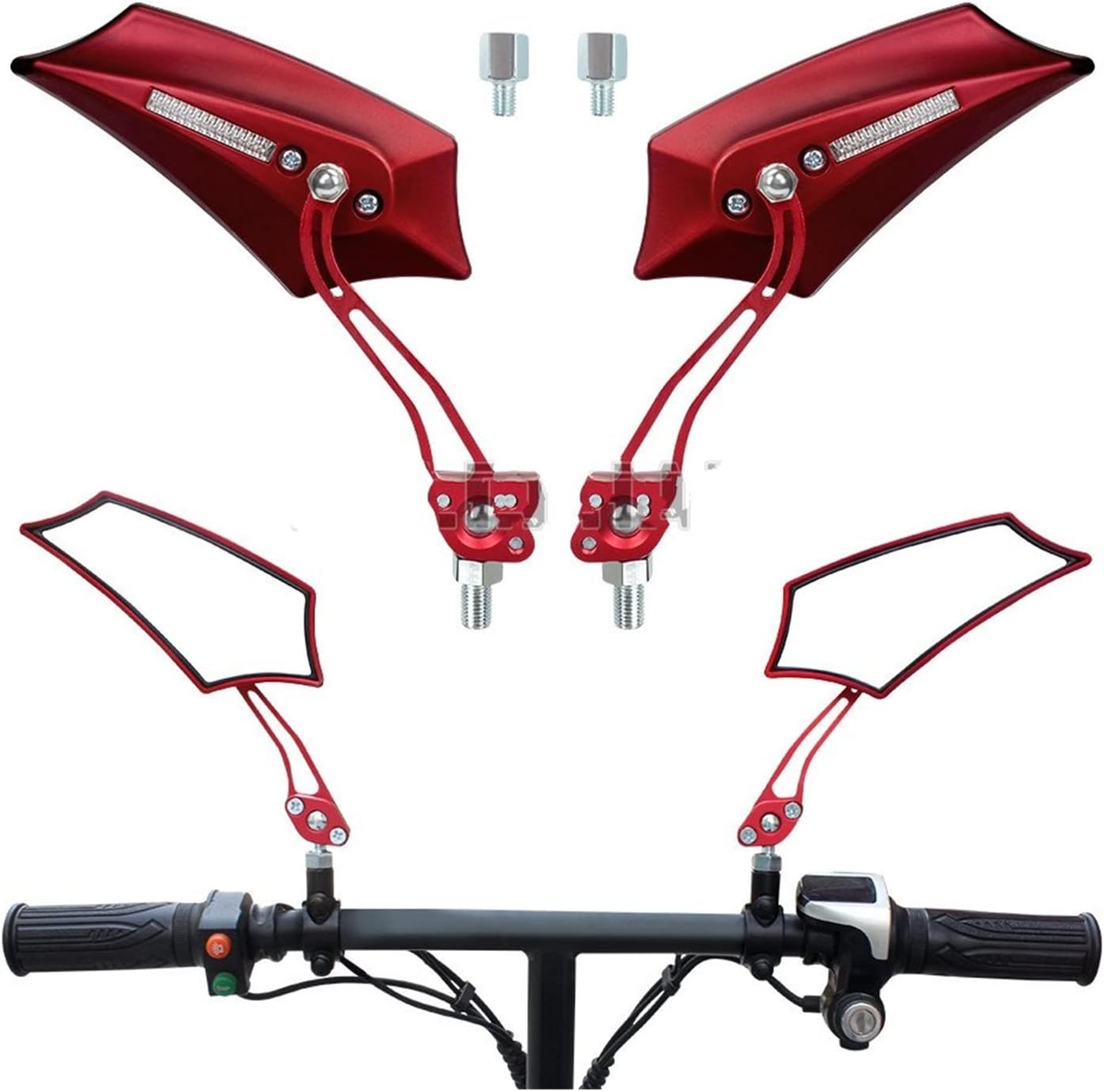 Rearview Mirror Bicycle Rearview Mirrors 10mm Adaptor 7/8" Handlebar 360 Degree Rotatable Side Mirrors Mountain Bike Electric Bicycle Moped Scooter Mirrors Bar End Mirror (Color : Purple)