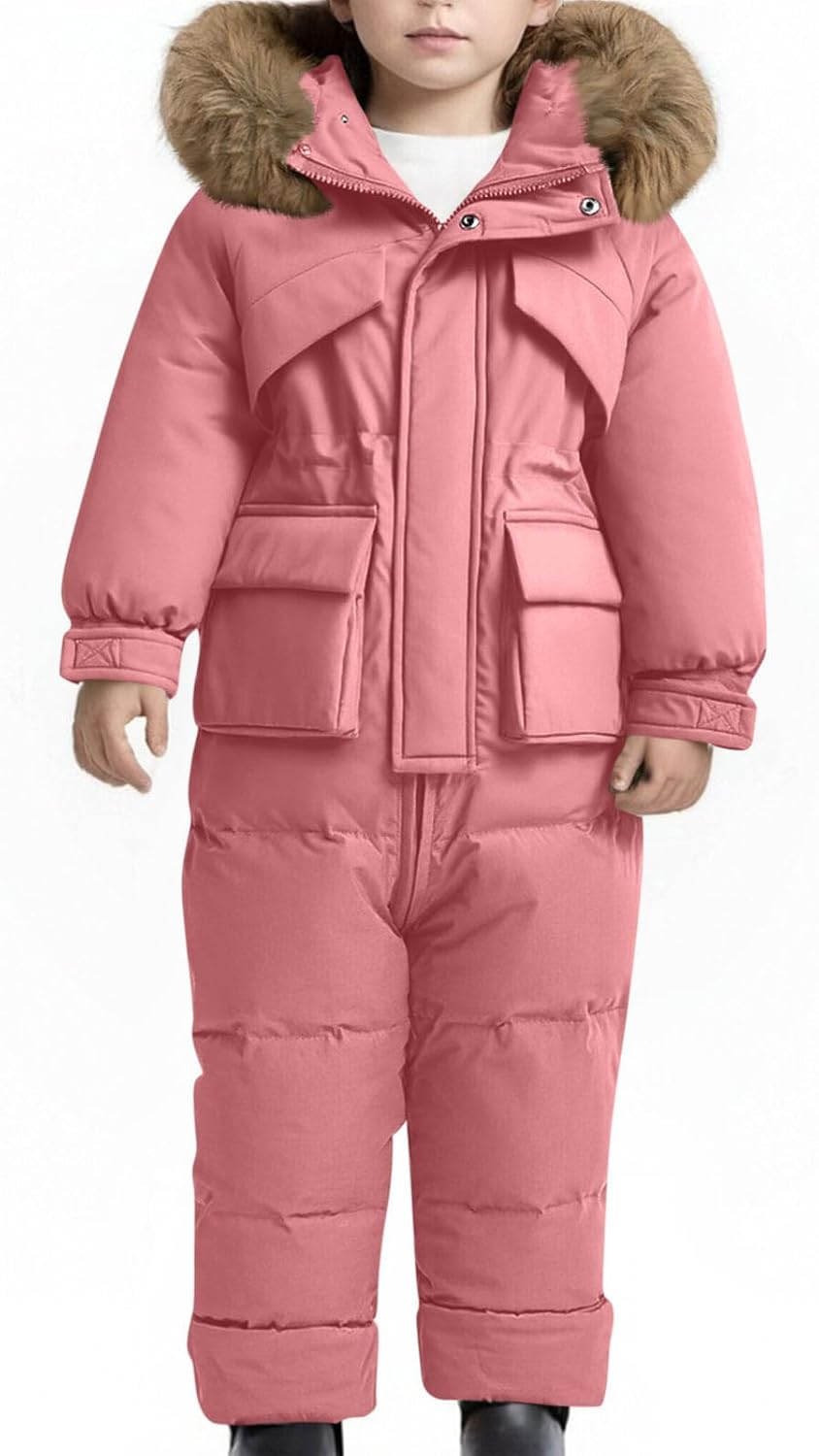 Kids 2 Piece Snowsuit Set Waterproof Windproof Jacket and Skibib Pants Thermal Winter Ski Suit for Boys Girls 1-4Y