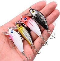 Vista 3 de Aorace Kit de Señuelos de Pesca Mixto que Incluye Minnow Popper Crank Baits con Anzuelos para Pesca en Agua Salada y Dulce de Trucha Lubina Salmón