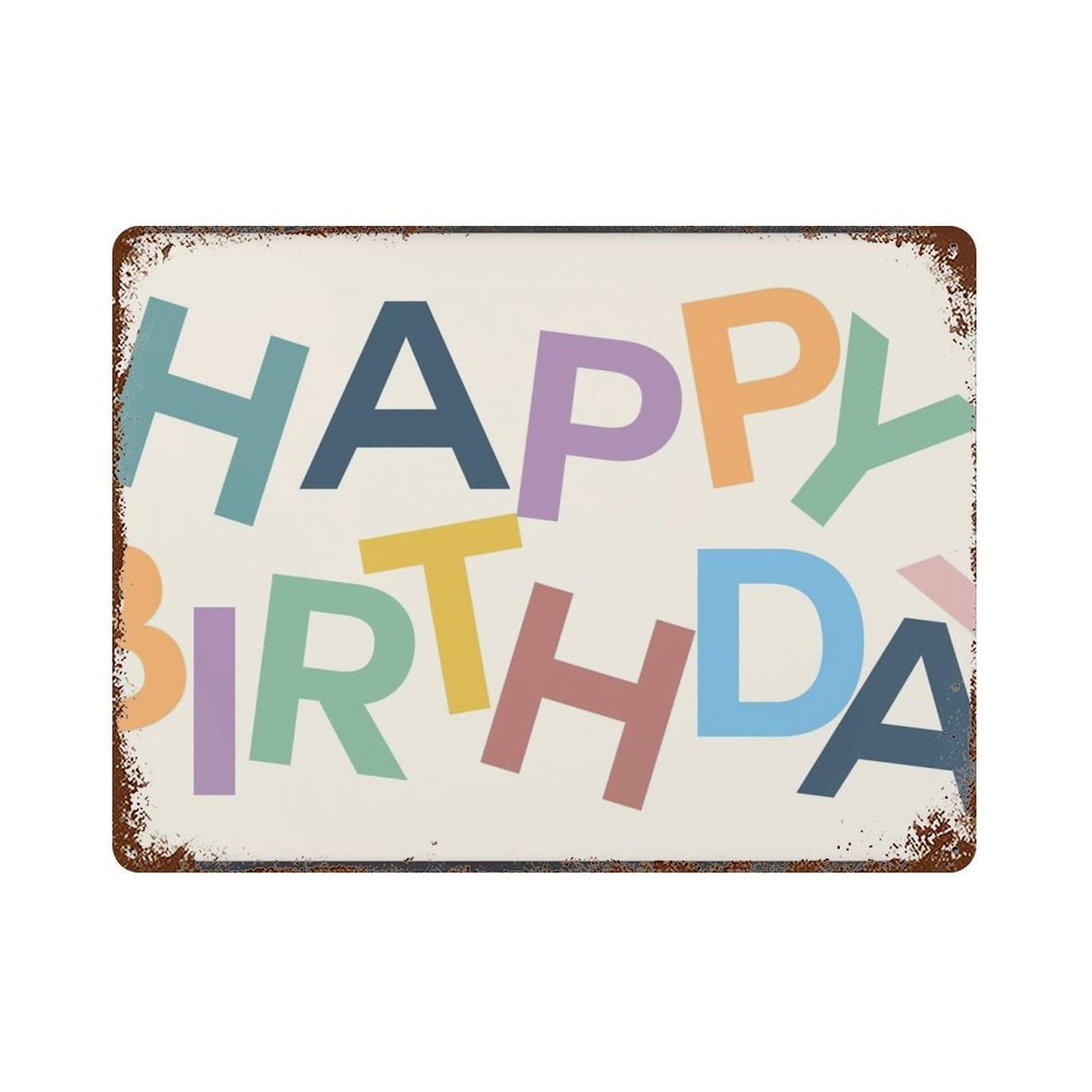 xiaoxiaoshen Happy Birthday Colorful Retro Wall Art, Neutral Playful Wall Decor Art Metal Tin Poster Modern Home Decor Art Home Bar Shop Decorations Vintage Sign 30x40cm