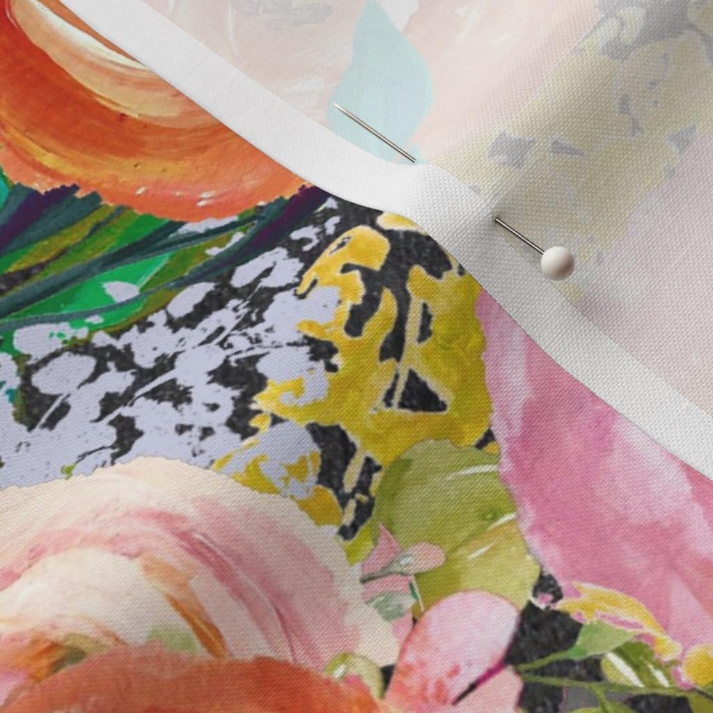 Spoonflower Fabric - Autumn Blooms Floral Print Chalkboard Large Colorful Flowers Black Printed on Petal Signature Cotton Fabric by The Yard - Sewing Quilting Apparel Crafts Decor