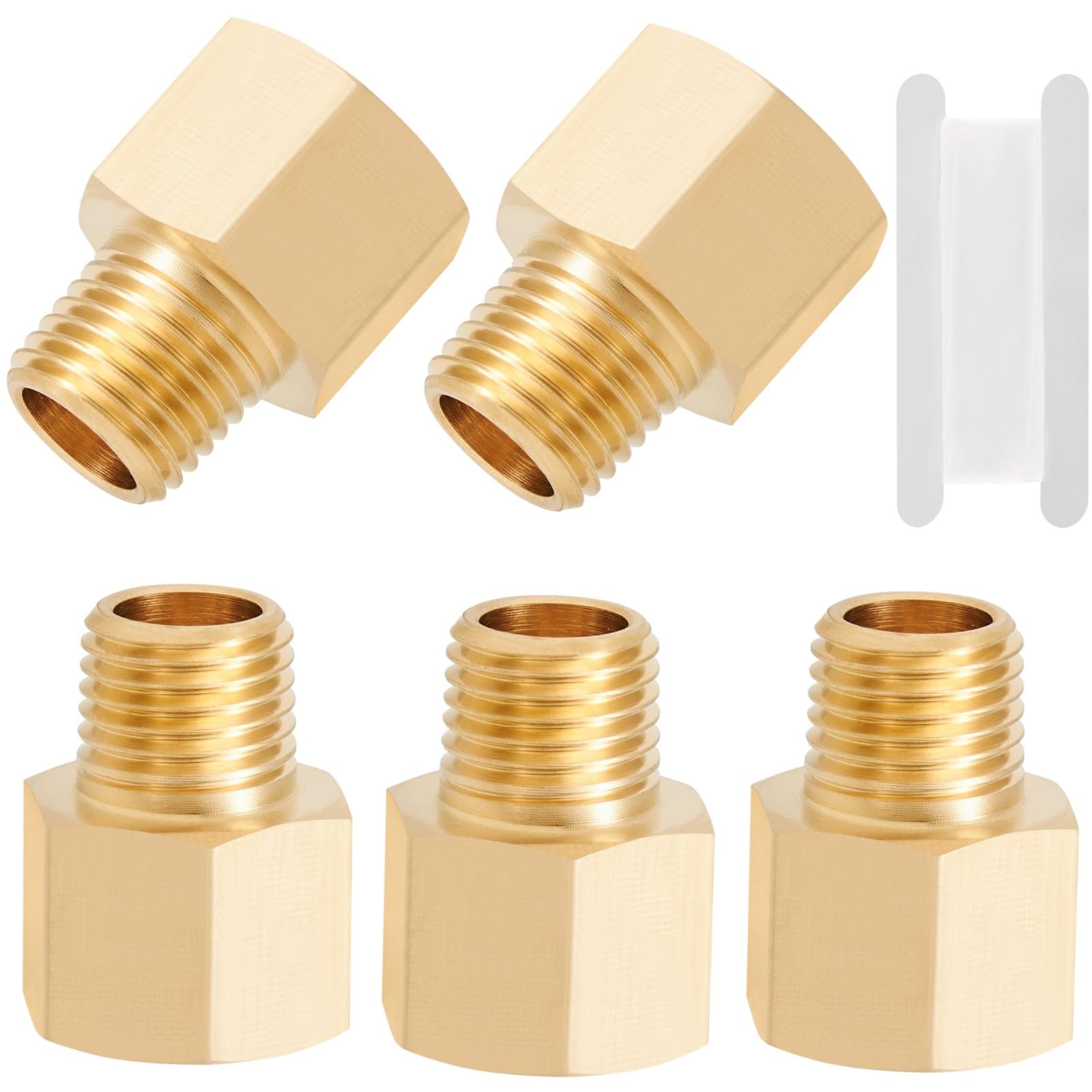 Brass Pipe Fitting,1/4 Inch NPT Male to 3/8 Inch NPT Female Brass Pipe Hose Tube Fitting 1/4'' Male NPT to 3/8'' Female NPT Reducer Adapter 5pcs (1/4 npt male x 3/8 npt female)