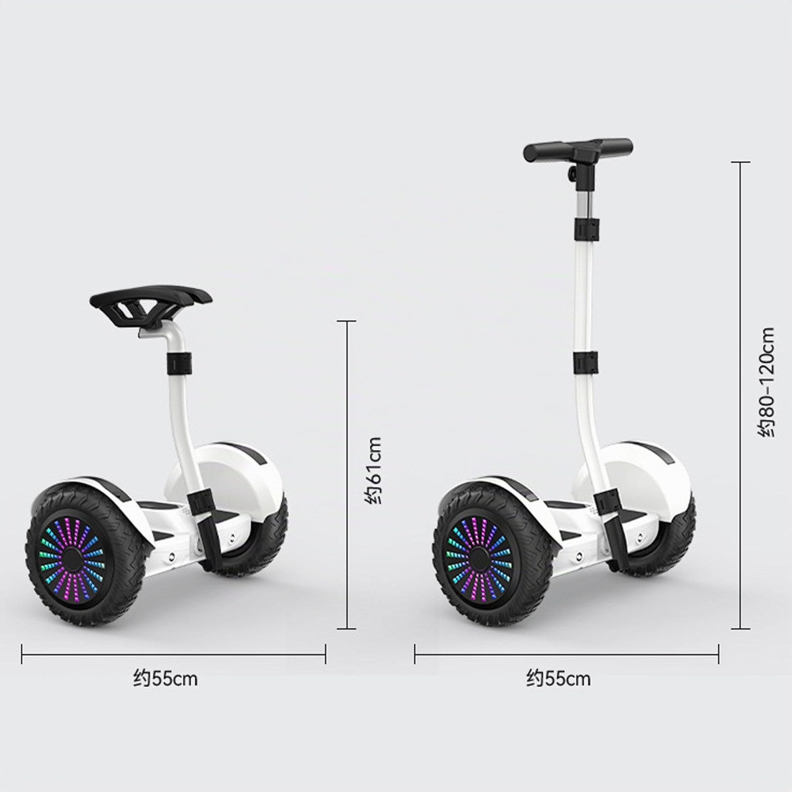 Hoverboard Da 10" Per Tutti I Terreni, Scooter Elettrico Intelligente Con Manubrio, App, 6-15 Km/H, Con Luci a LED E Doppi Motori, Portata 120 Kg Black