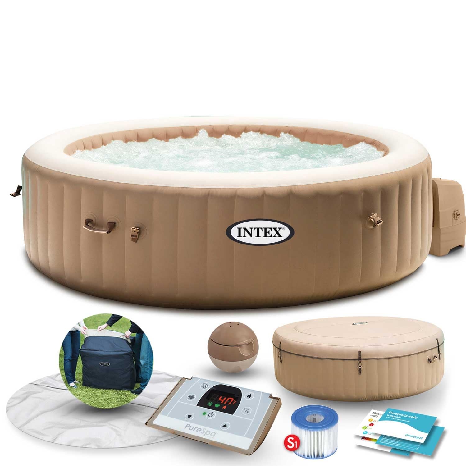 INTEX Whirlpool Pure SPA 216x71 Bubble Massage für 6 Personen Kalkschutz Pool