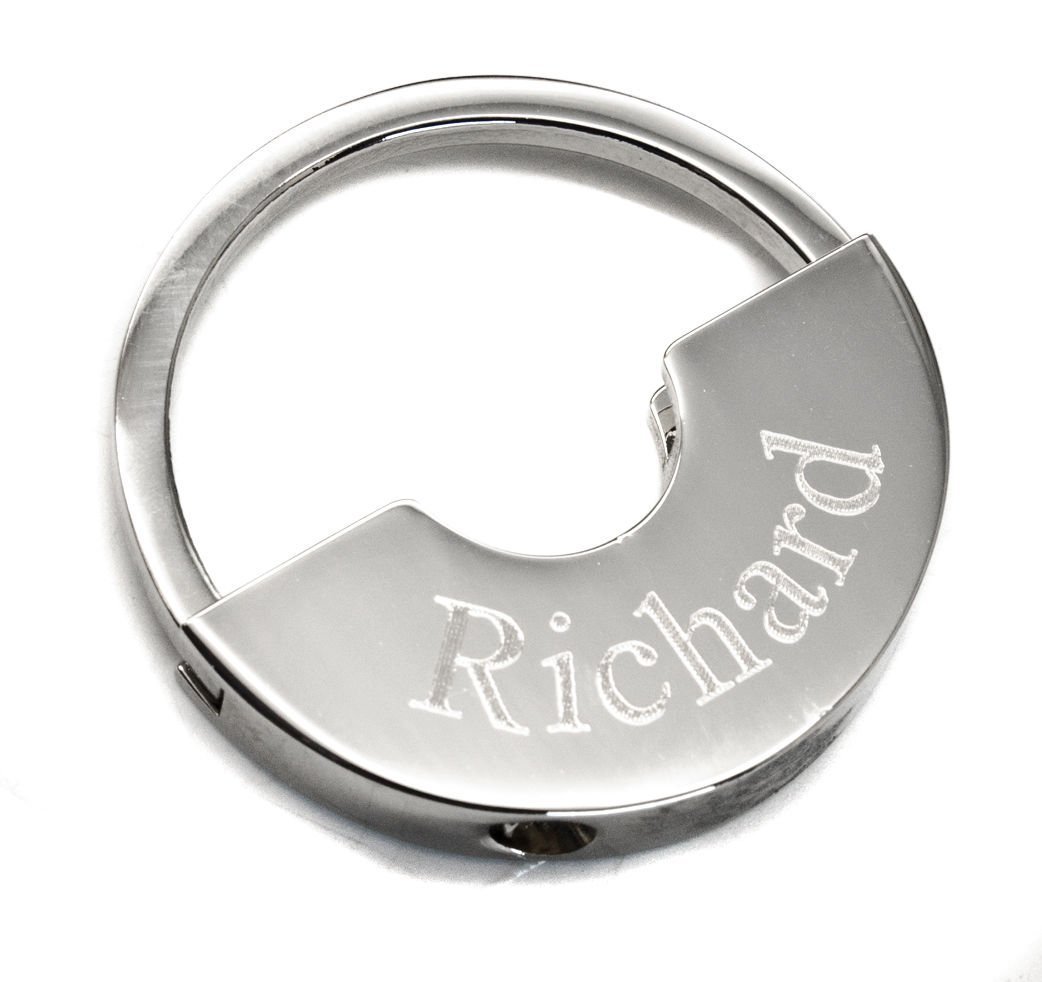 Personalised Round Chrome Keyring Lock Engraved Free