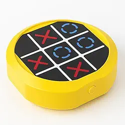 Jogo da Velha Eletrônico com Tela Sensível ao Toque, 3 Modos de Jogo, 9cm x 9cm x 3cm, Amarelo e Preto Luz Sons Brinquedo Educativo Infantil Compacto e Portatil Console- Carregamento USB