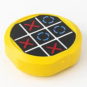 Jogo da Velha Eletrônico com Tela Sensível ao Toque, 3 Modos de Jogo, 9cm x 9cm x 3cm, Amarelo e Preto Luz Sons Brinquedo Educativo Infantil Compacto e Portatil Console- Carregamento USB