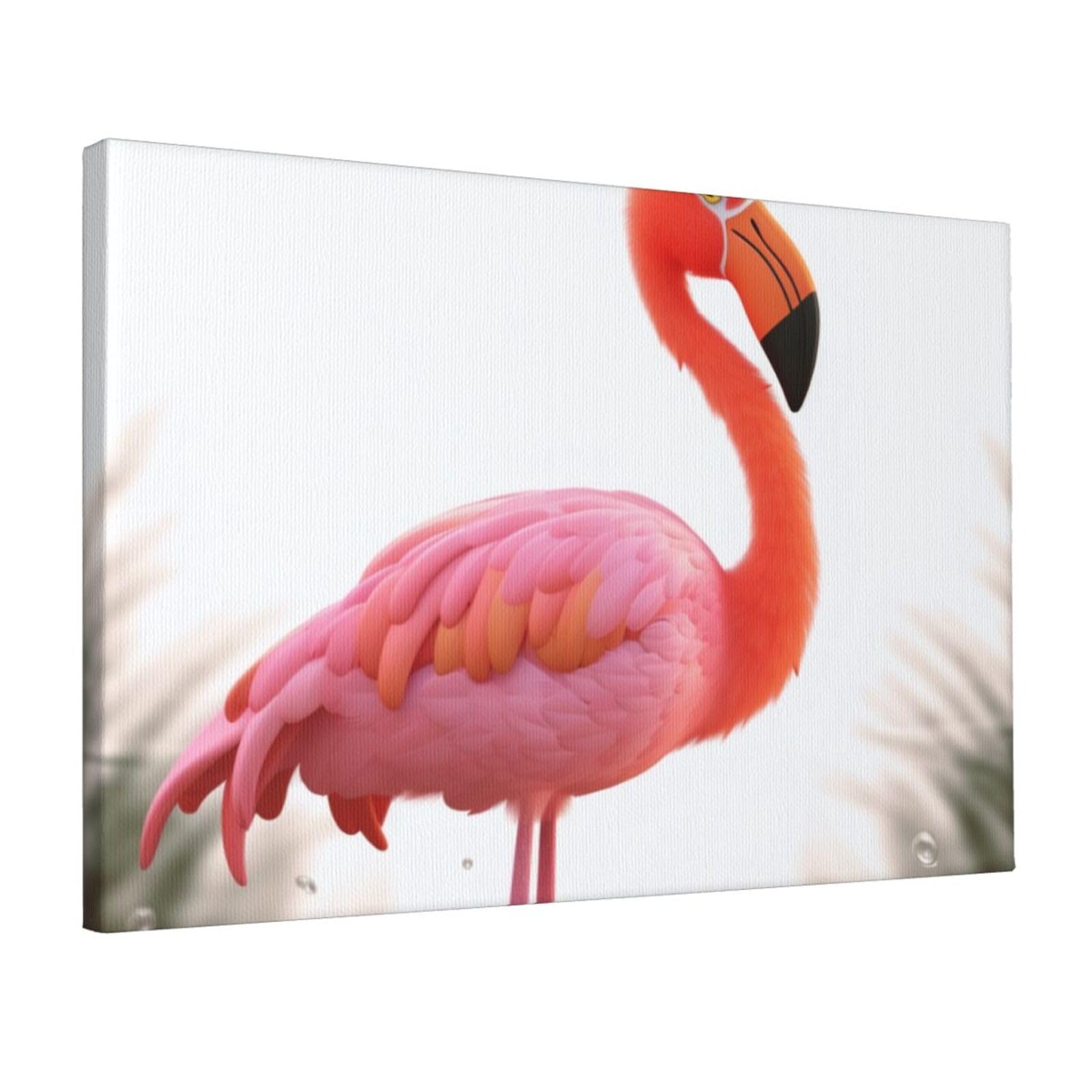 YKLJG cartoon flamingo Printed Wall Art Canvas Prints 45x30 CM Wooden Framed Picture Painting Artwork for Bedroom Kitchen Home Office Decor
