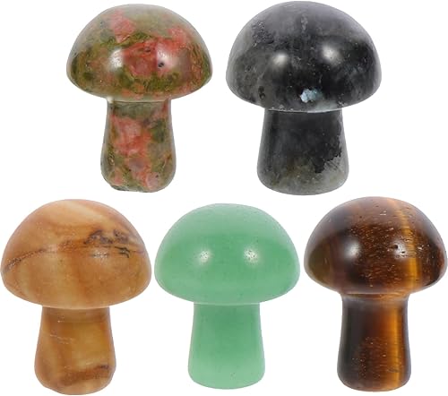 Miniatura 8 de Healifty Cristales en forma de corazón, 5 piezas, adorno de hongo de cristal, decoración de corazón, cristales caídos, piedras de cristal,