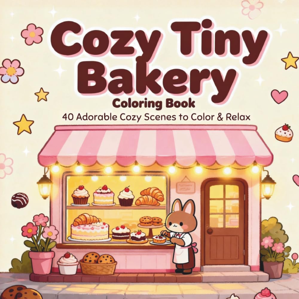 Cozy Tiny Bakery Coloring Book Adult: Relaxing Hygge Coloring Book with Cozy Bakery Scenes, Pastries & Café Moments for Stress Relief and Mindfulness (Tiny Worlds to Color)