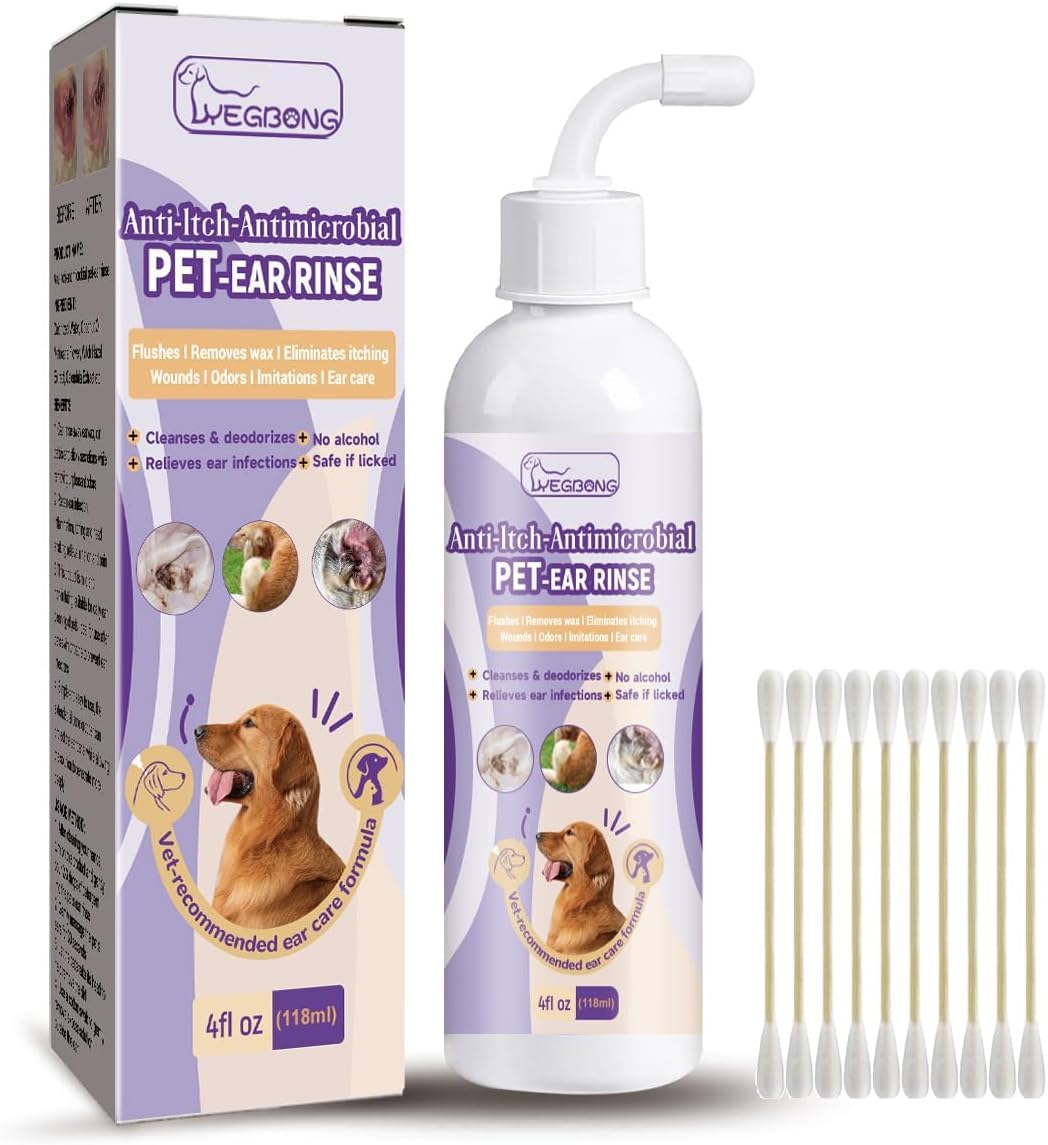 Sponsored Ad – Pet Dog Ear Cleaner - Dog Ear Treatment, Cat Ear Cleaner, Pet Ear Cleaning Solution, Treats and Controls Odors, Keeps Ears Healthy, With 10 Swabs, 4 Fl Oz