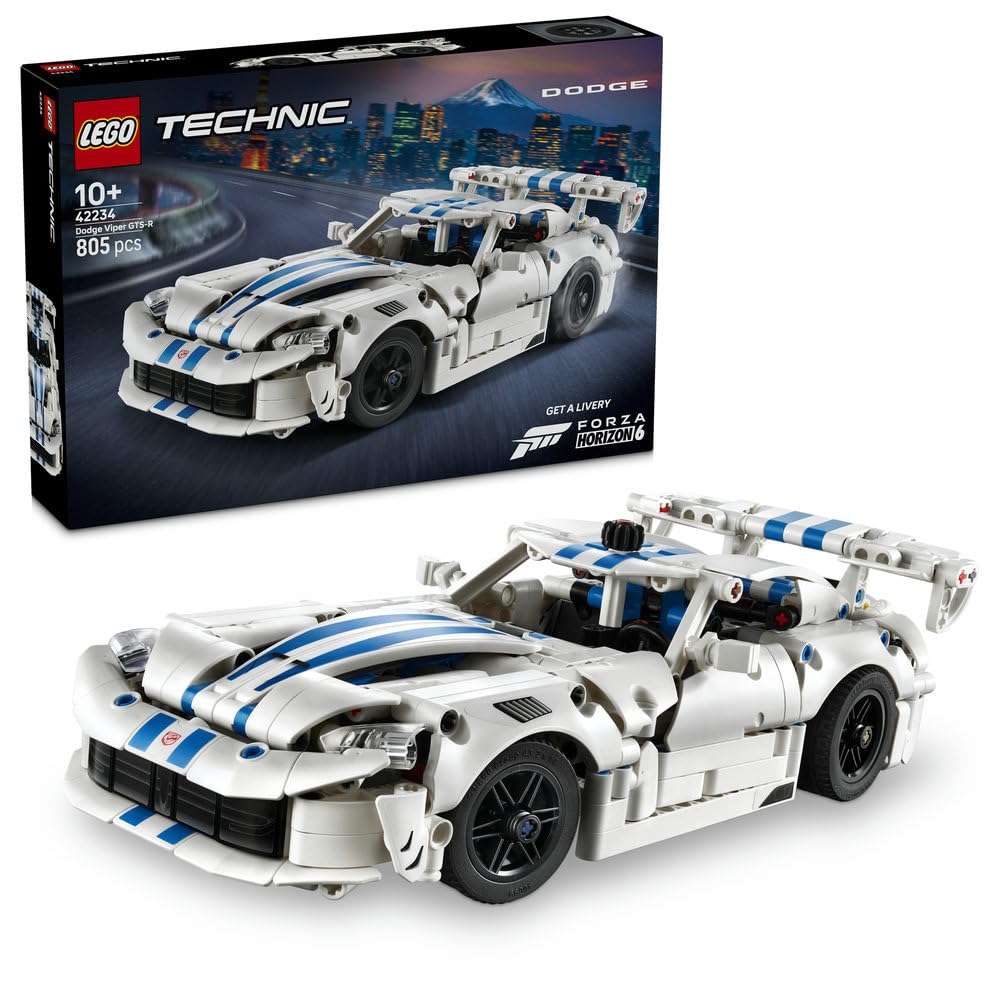 LEGO Technic Samochód sportowy Dodge Viper GTS-R 42234 | Model samochodu, klocki konstrukcyjne Technic, prezent dla fana motoryzacji, zabawka dla 10-latka, 805 elementów
