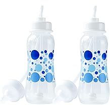 Hands-Free Baby Bottle - Anti-Colic Nursing System 9 oz Baby Bottle with Fast Flow Nipple/Teat 3m+ with Tube Straw Feeding System for Toddler (2 Bottles - Blue)