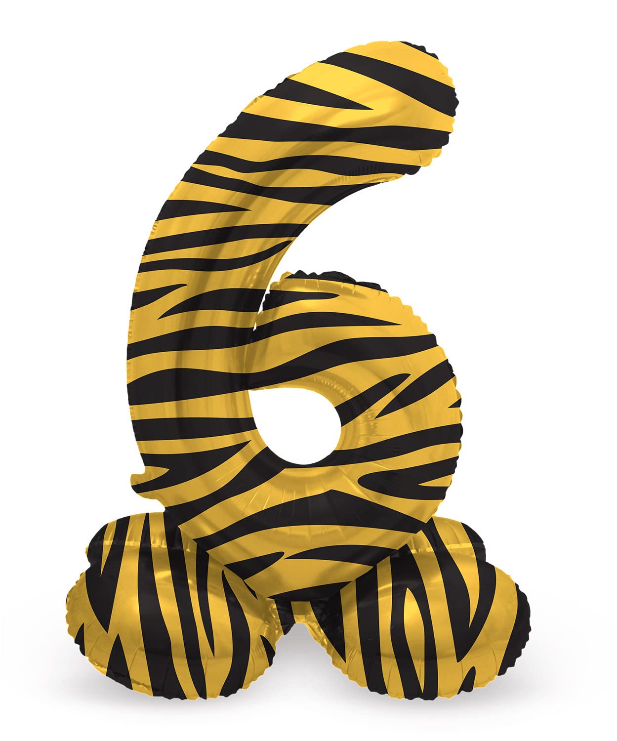 Folat 63956 Balloon Birthday Standing Number 6 Tiger Chic Lion Brown Black 72 cm Decoration Birthday Decoration, Balloon Number, No Helium Required, Colourful