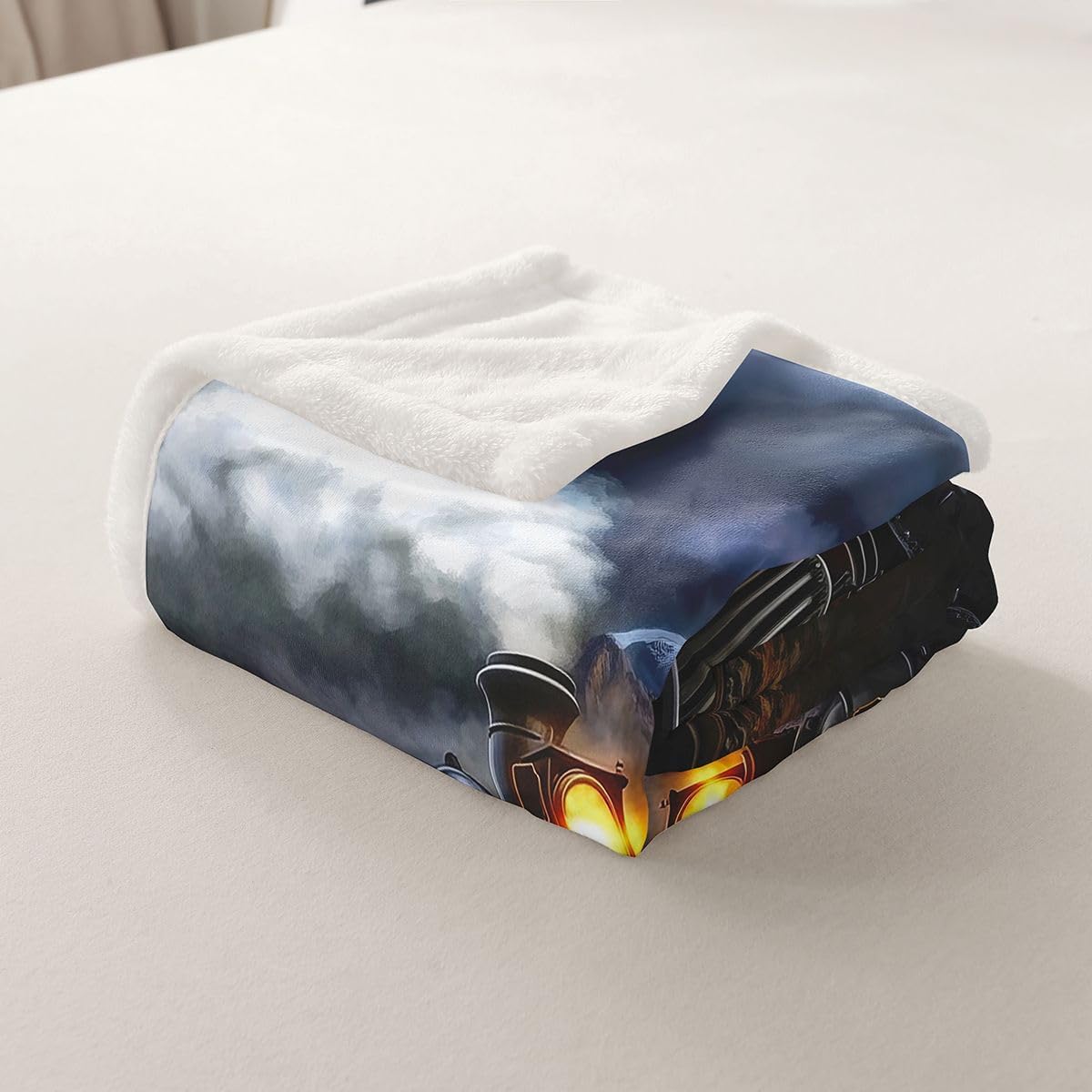 Feelyou Train Fleece Throw Blanket Steam Engine Sherpa Blanket for Kids Women Men Plush Fuzzy Train Transportation Twin 60"x80" Transportation Vehicle for Bed Couch Chair Living Room Bedroom Decor image 2