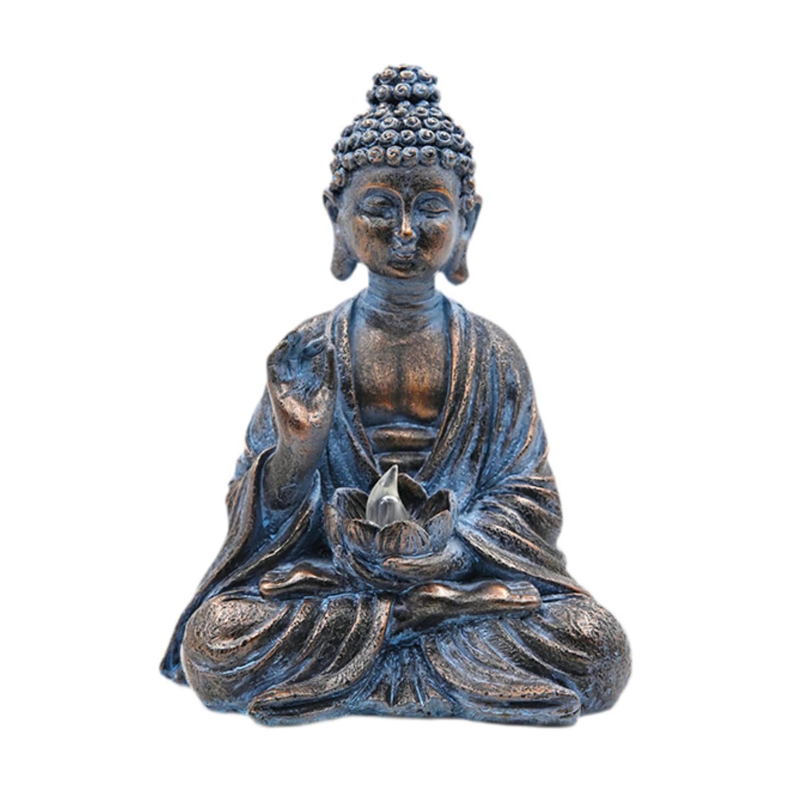 Statue de Bouddha artisanat en résine haut de gamme et lanterne solaire zen