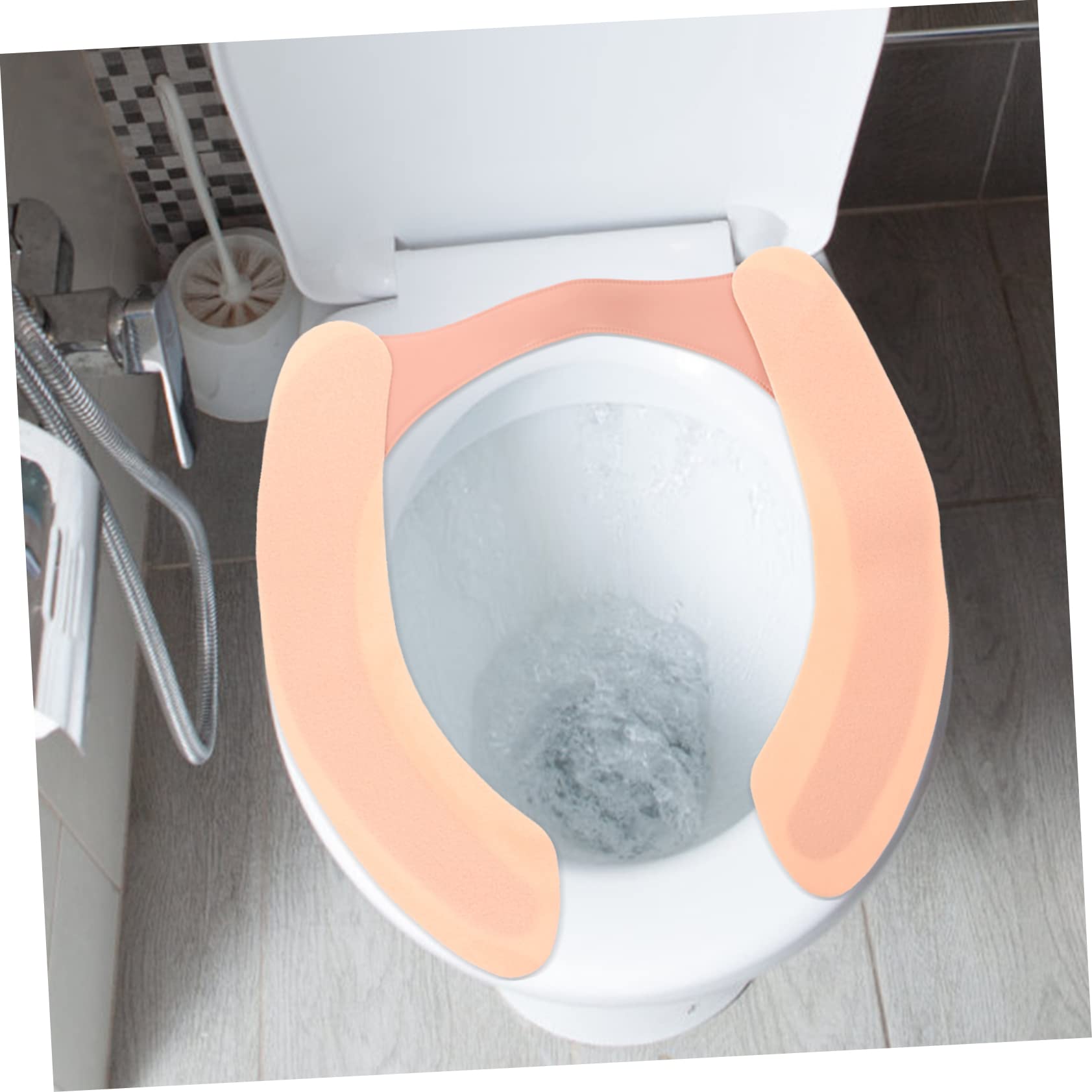 BRIGHTFUFU Heated Toilet Seat Warm Toilet Seat Cushion Toilet Bowl Seat Toilet Seat Cushion Cover Rose Wall Hook Warm Toilet Seat Cover Heater Toilet Covers Toilet Warmer Flannel Pink