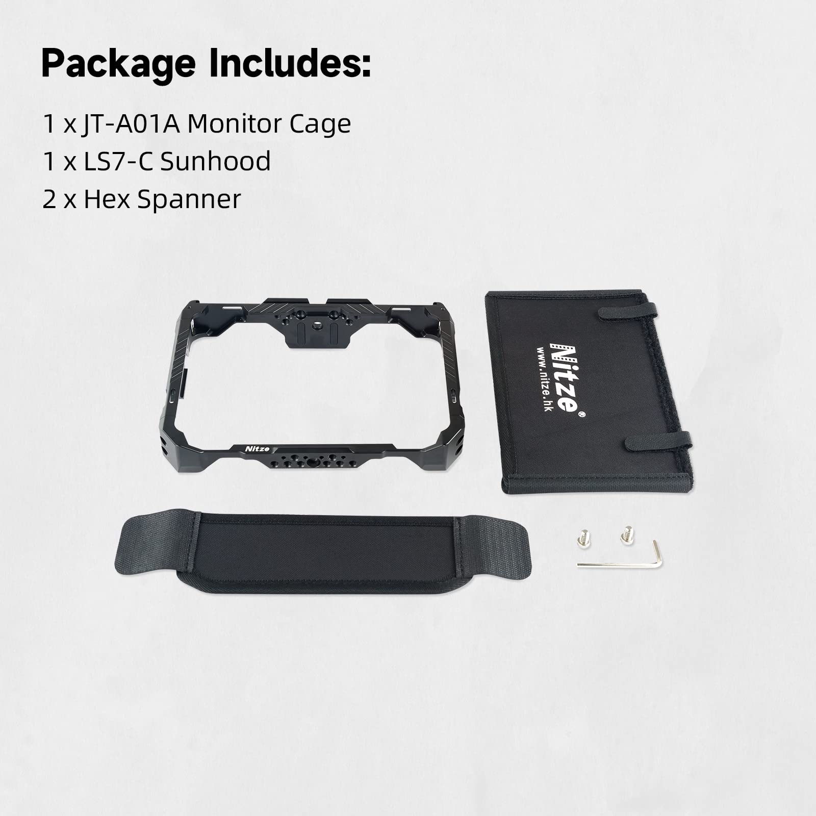Nitze Alliage Magnésium-Aluminium Monitor Cage pour Atomos Shinobi 7" avec NATO Rail et Pare-Soleil - JT-A01B
