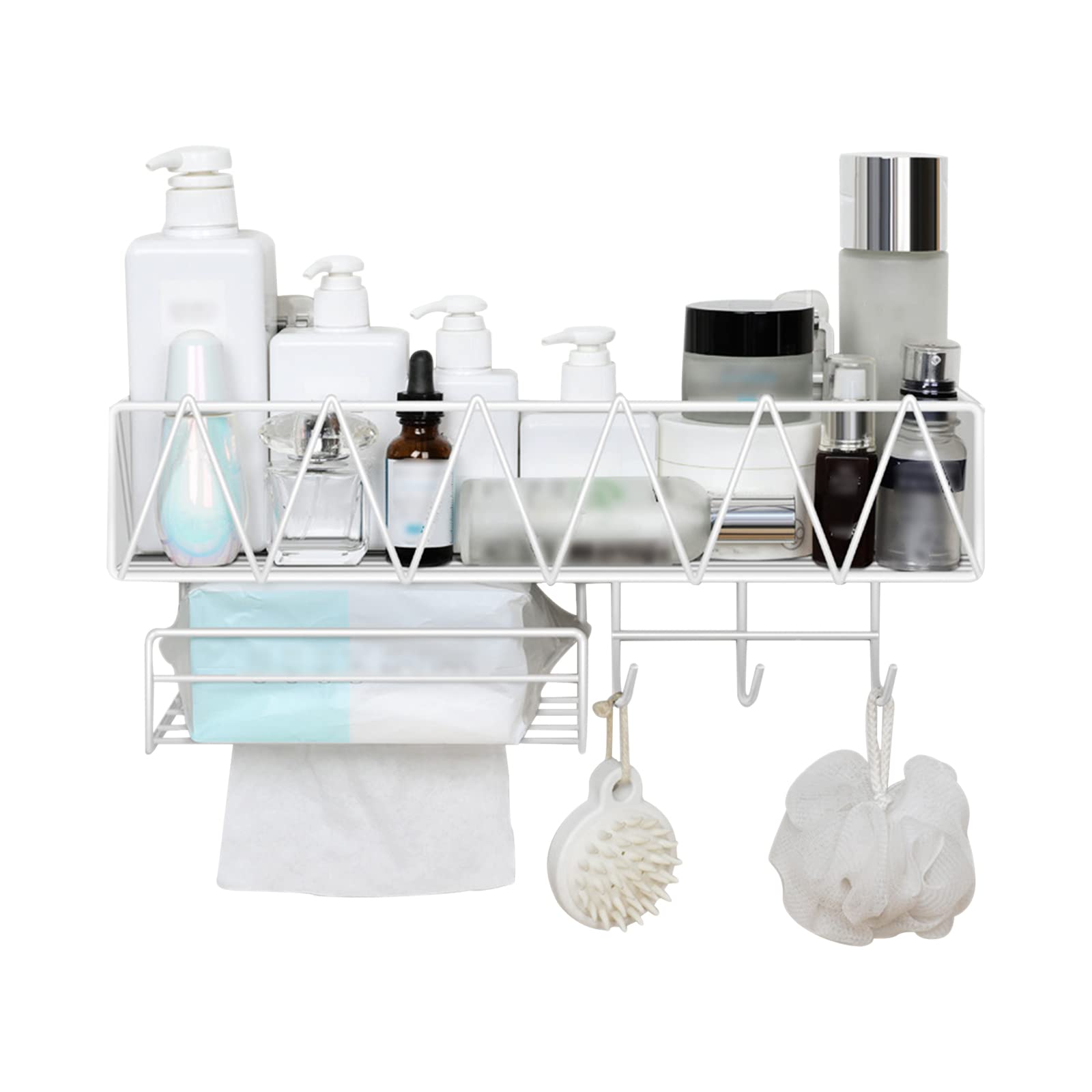 Ketsicart Shower Caddy with Face Towel Rack 3 Hooks Bathroom Shelf Organizer Wall Mounted Bathroom Shelf No Drilling Adhesive Shower Storage Basket Storage Rack for Toilet Dorm Kitchen