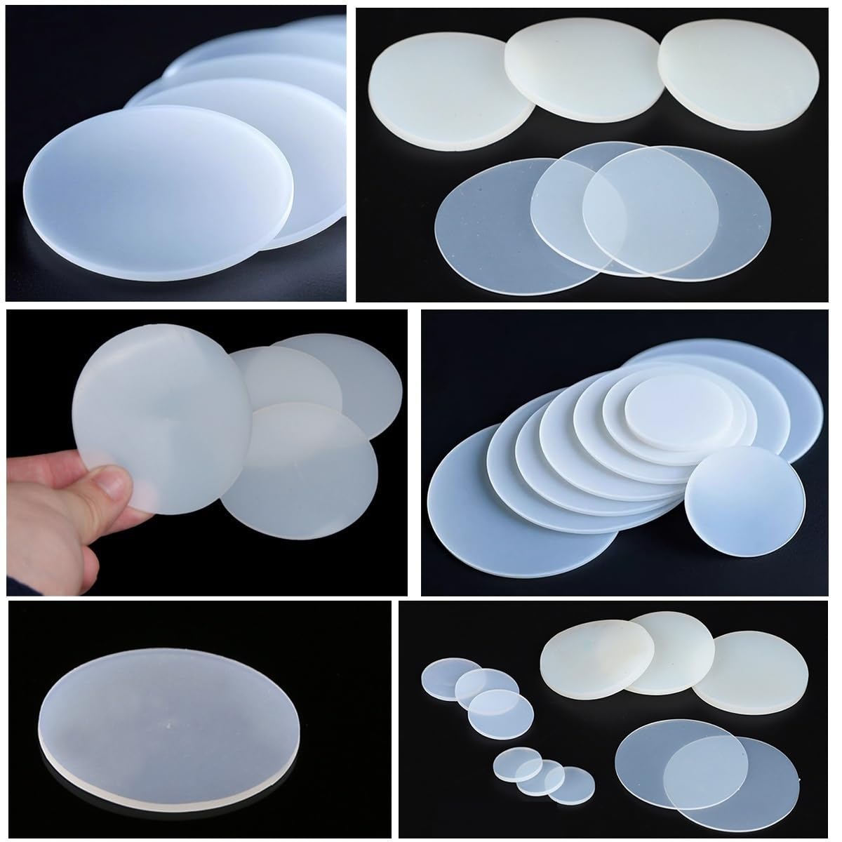 10 pcs disques ronds en caoutchouc silicone blanc, Ø 10-100mm, 2mm d’épaisseur, résistants à la chaleur, flexibles, antidérapants et antivibration, pour DIY, maison et usage industriel(100mm*2mm)