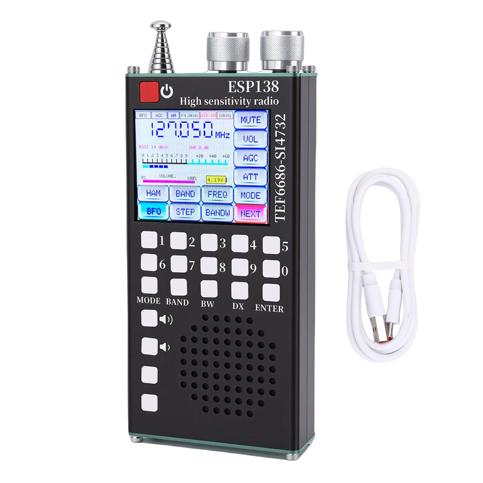 Vollbandradio, FM LW MW SW Air SSB-Band DSP-Rauschunterdrückung Bluetooth 5.0 Dual-Modus, mit 2,4-Zoll-IPS-Touchscreen und Ziffernblock, für Amateurfunk-Enthusiasten