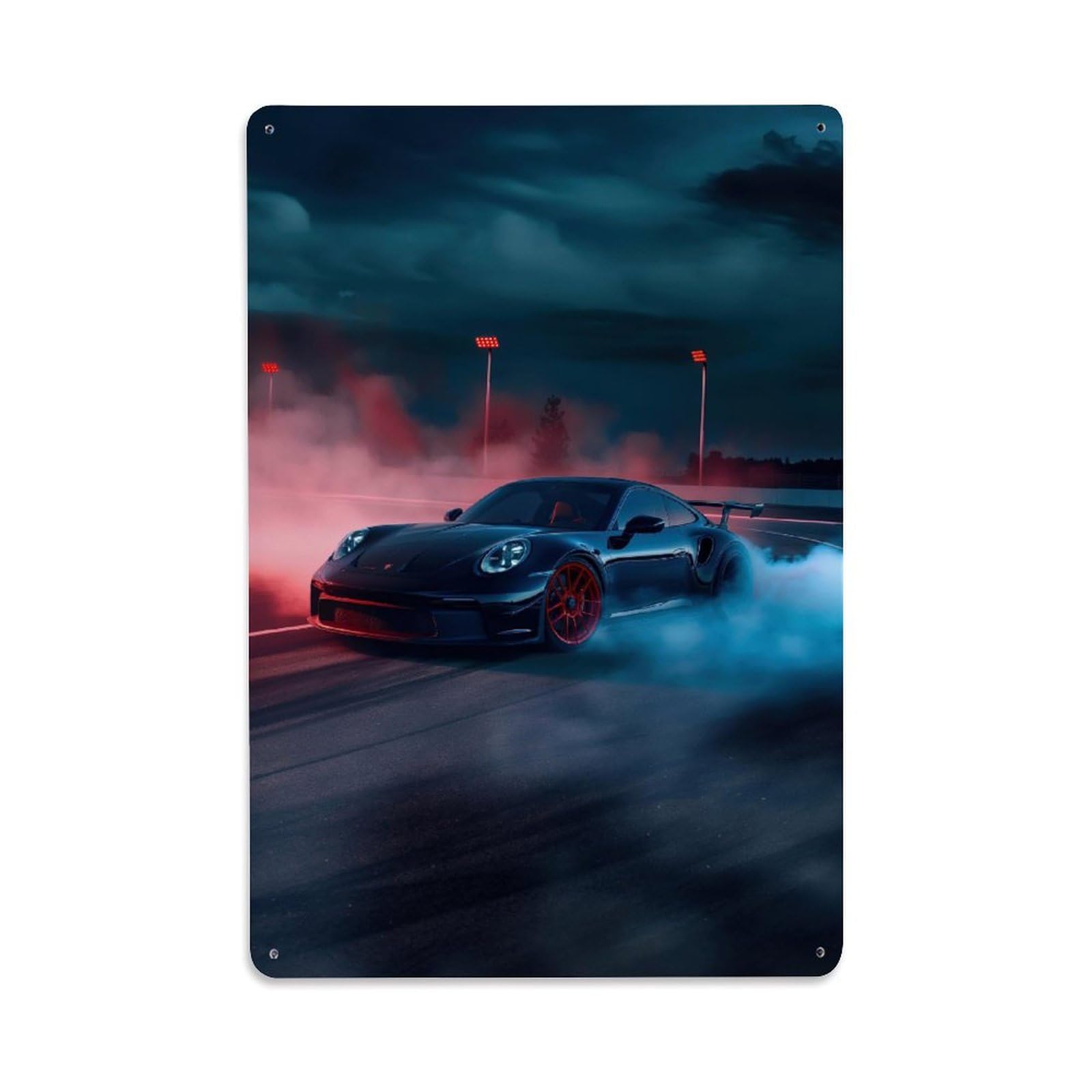 Supercar for 911 GT3 RS Drifting Sports Car Metal Tin Sign Plaque Wall Decor for Cafe, Club, Garden Metal Poster 8x12Inch